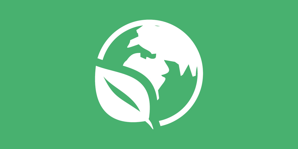 Icon of the earth and a green leaf in green